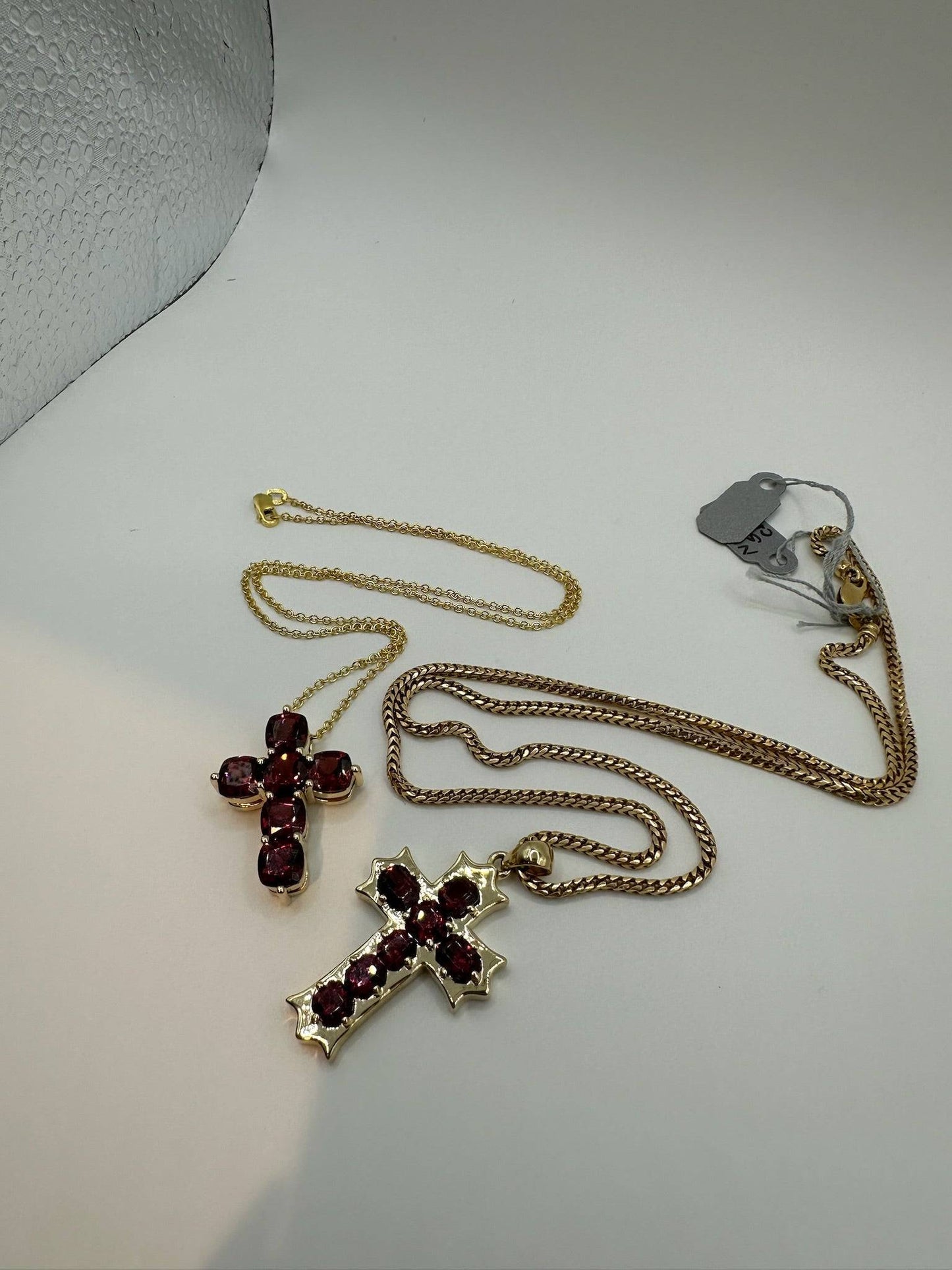 5ct Custom Cut Garnet Cross Pendant in 14kt Gold