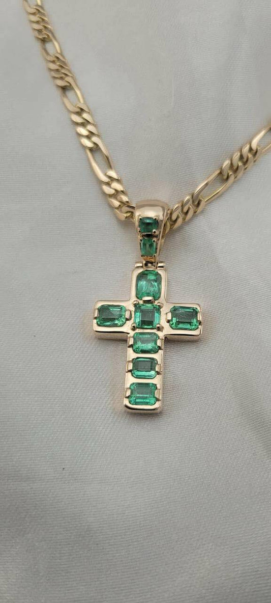 4ctw colombian emerald cross pendant in 18kt gold professional photo