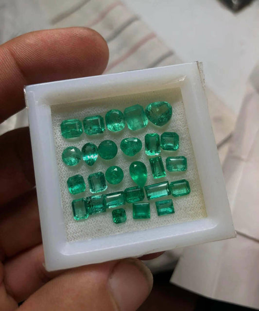 14.3ct lot of stunning multi cut muzo colombian emeralds