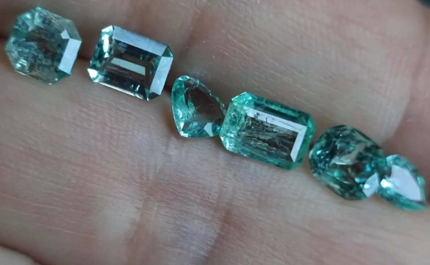 4 carat lot mixed cut untreated Colombian emeralds