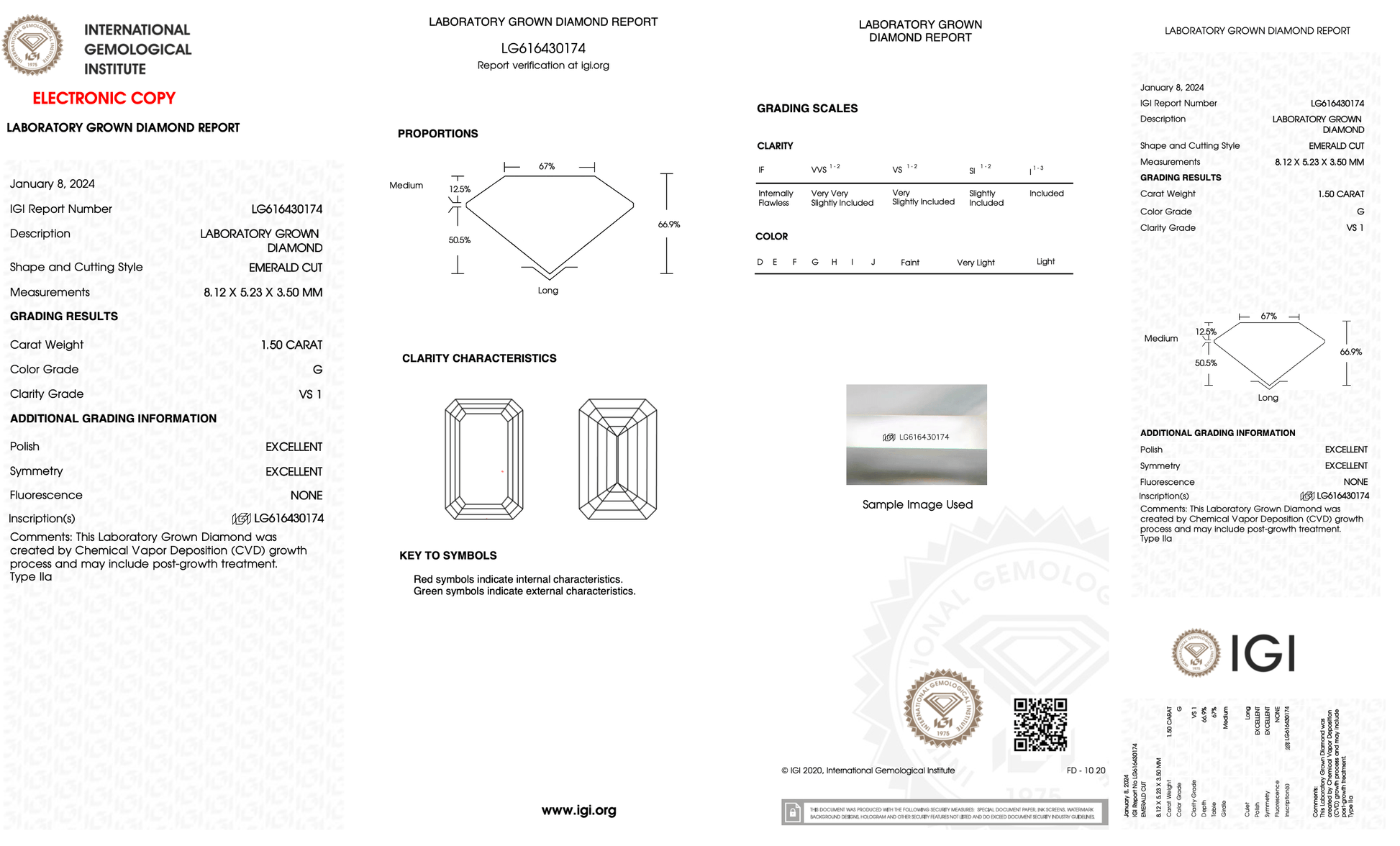 Lab report example of an IGI lab diamond.