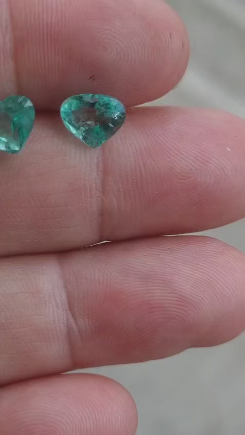 Heart cut Muzo emerald pair, 2.84tcw.