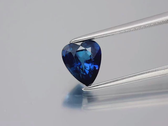 Heart cut rare blue royal sapphire shine.